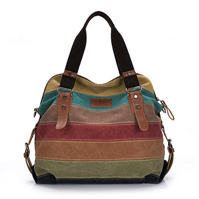 Canvas Bag Tote Striped Shoulder Bag bws