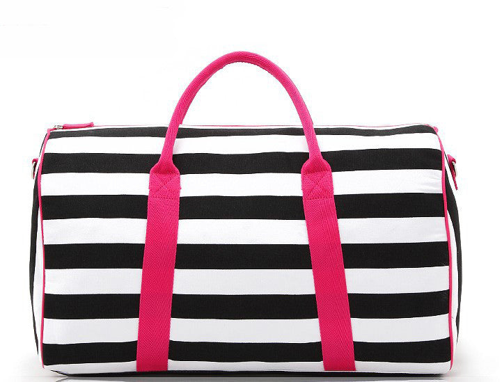 Striped Pattern Large Canvas Travel Bag