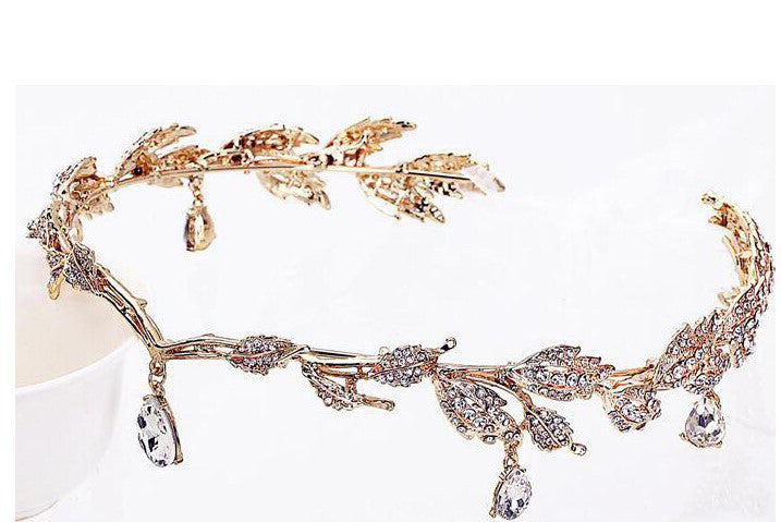 Crystal Crown Bridal Accessory Wedding Waterdrop Leaf Design Hairband