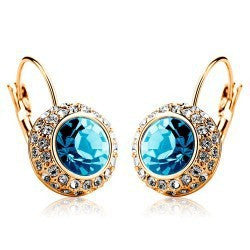 Crystal Stud Earrings Gold Plated Jewelry