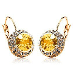 Crystal Stud Earrings Gold Plated Jewelry
