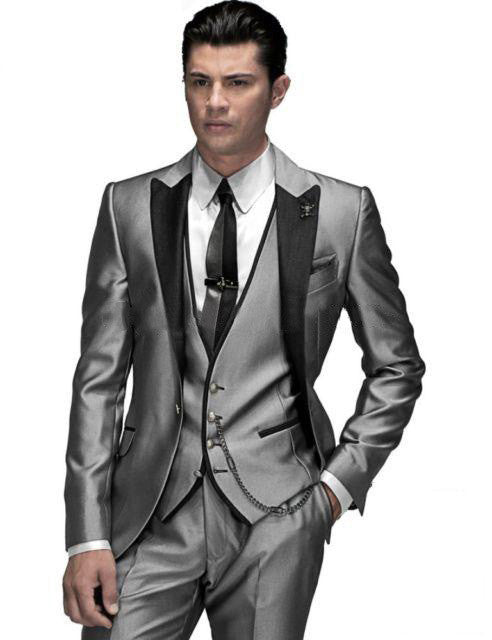 Formal Light Grey Men's Suits Jacket & Pants