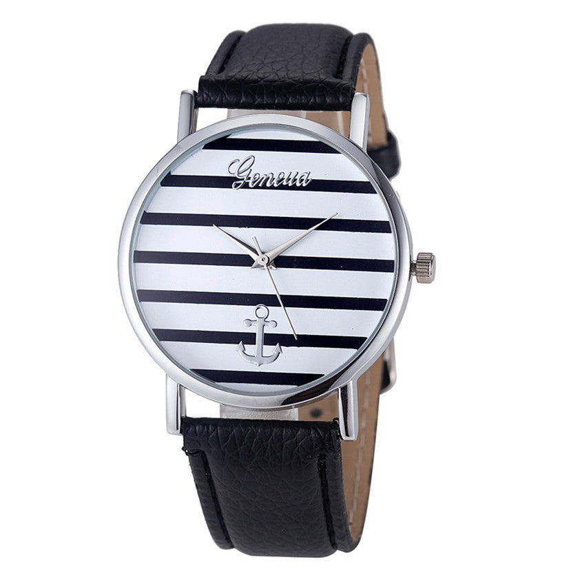 Striped And Anchor Design Watch ww-d