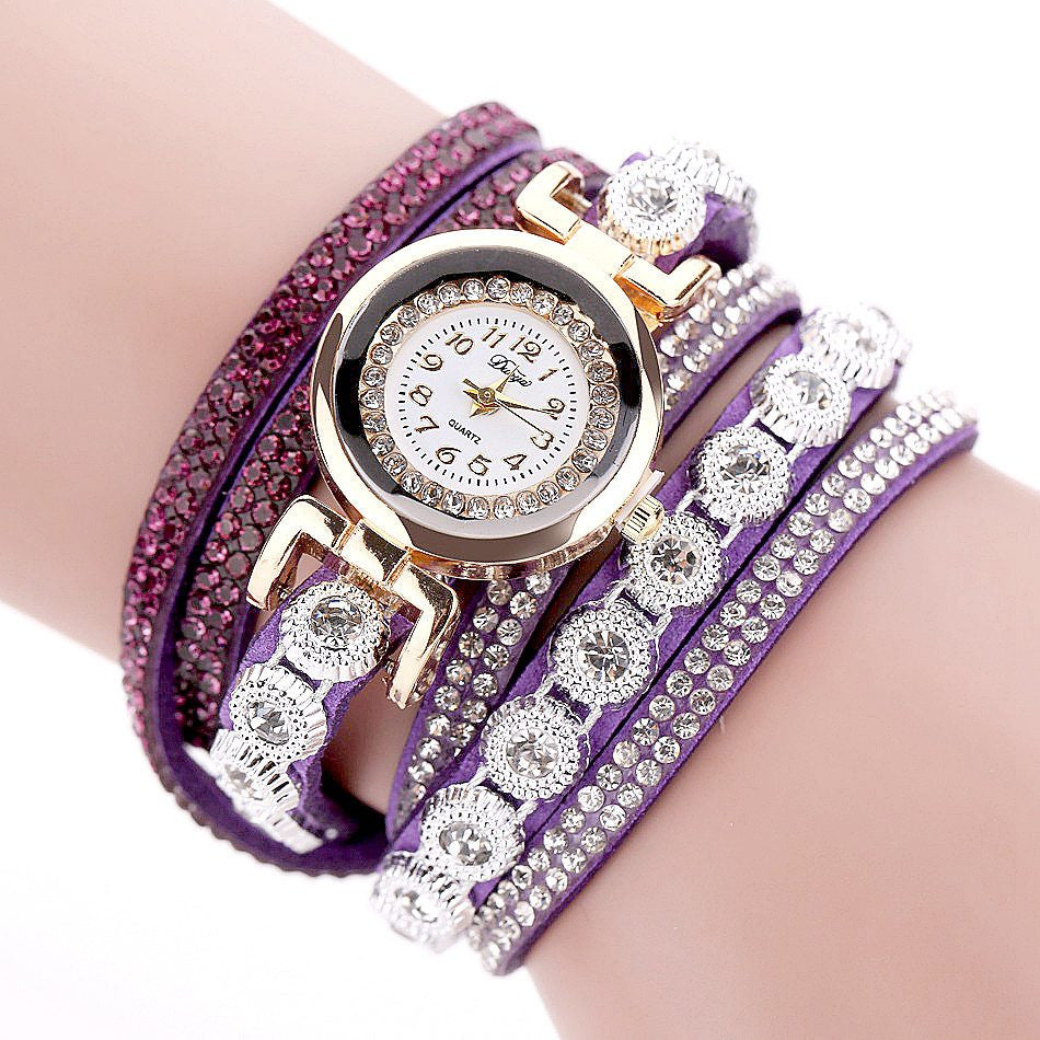 Crystal Bracelet Round Dial Wrist Watch For Women ww-b