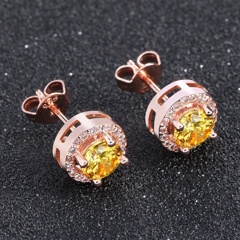 Crystal Stud Earrings With Platinum Plated