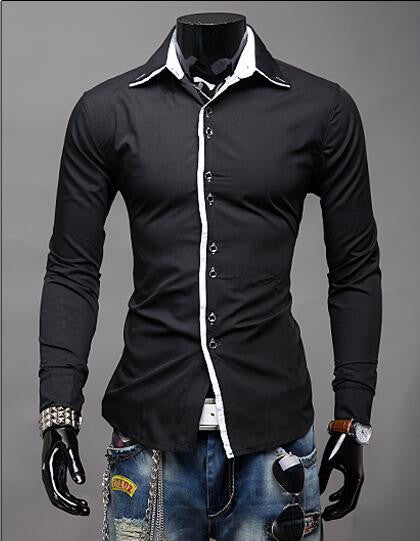 Fashion Casual Mandarin Collar Slim Fit Shirt for Men