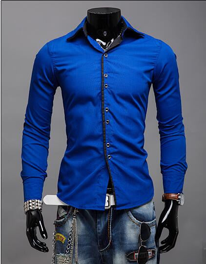 Fashion Casual Mandarin Collar Slim Fit Shirt for Men