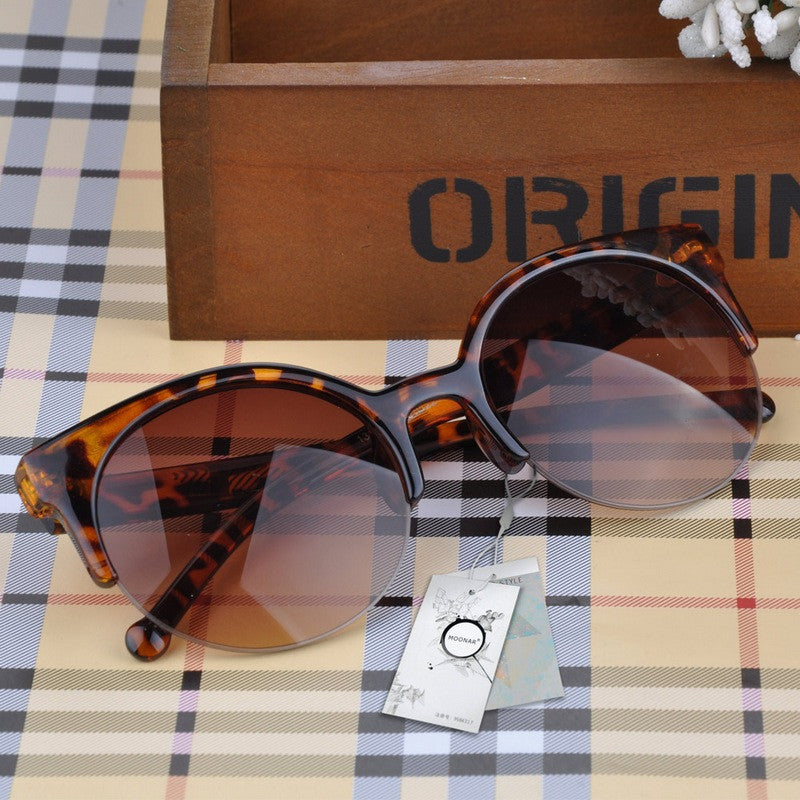 Cat Eye Sunglasses for Women Vintage Semi-Rimless