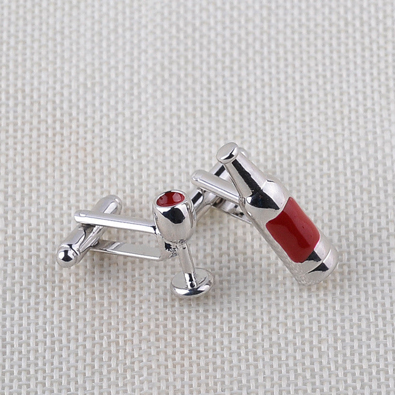 Red Wine Glass & Bottle Shape Fashion Top Quality Cufflinks