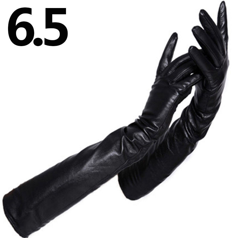 Fashion Party Wintertime Longer Genuine Leather Gloves For Women