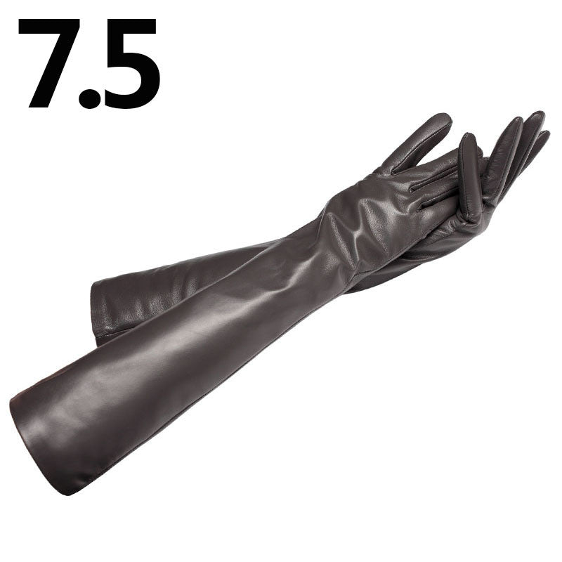 Fashion Party Wintertime Longer Genuine Leather Gloves For Women