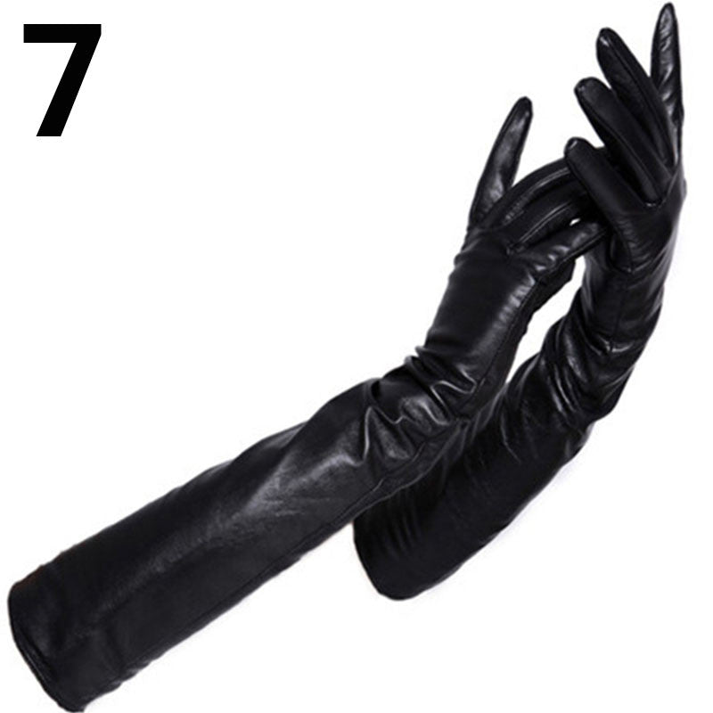 Fashion Party Wintertime Longer Genuine Leather Gloves For Women