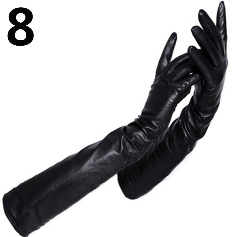 Fashion Party Wintertime Longer Genuine Leather Gloves For Women