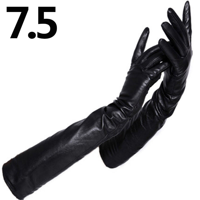 Fashion Party Wintertime Longer Genuine Leather Gloves For Women