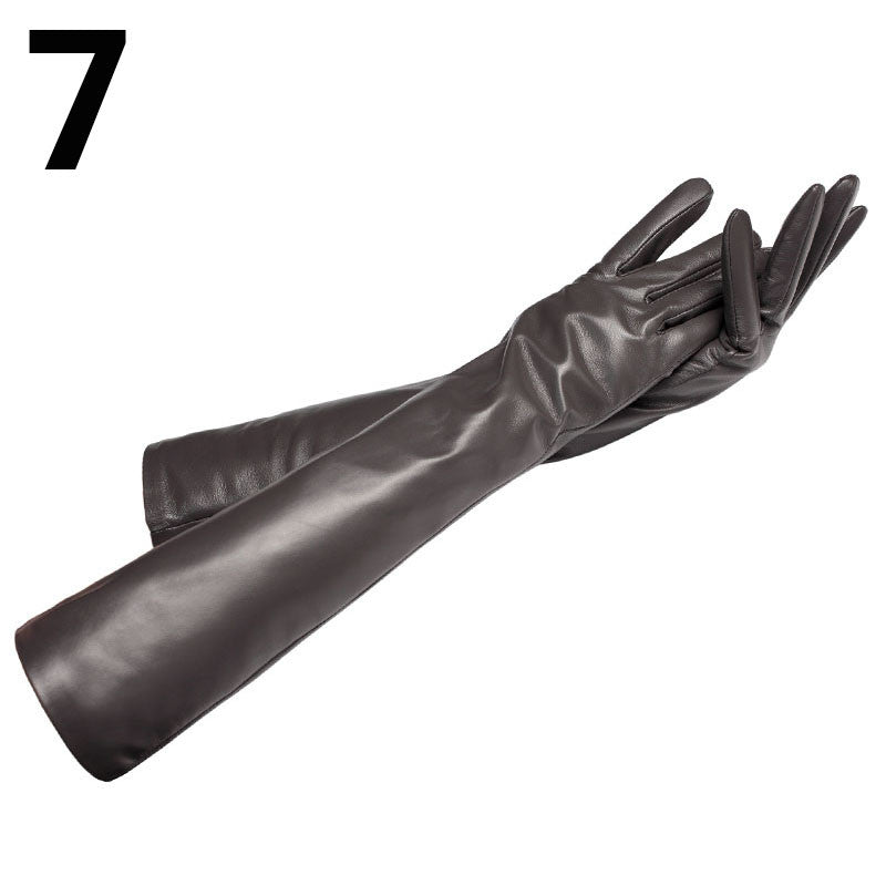 Fashion Party Wintertime Longer Genuine Leather Gloves For Women