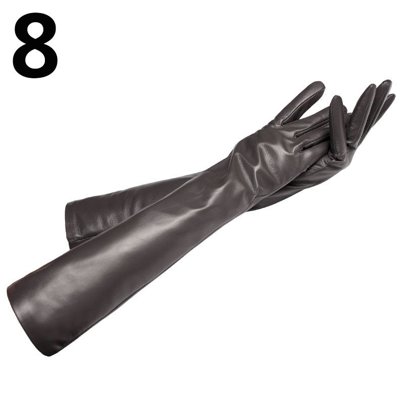 Fashion Party Wintertime Longer Genuine Leather Gloves For Women
