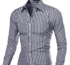 Fashion Plaid Shirt for Men Slim Fit High Quality Social Clothing