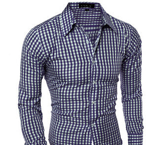 Fashion Plaid Shirt for Men Slim Fit High Quality Social Clothing