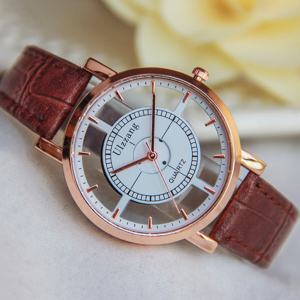 Unique Stylish Double Hollow Ladies Watches ww-d