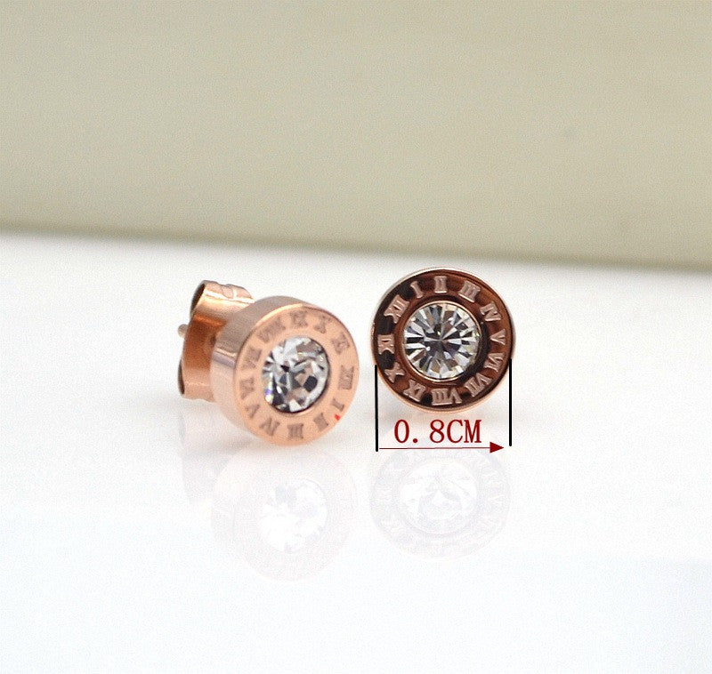 High Quality Gold Plated Earrings With Roman Numbers Design