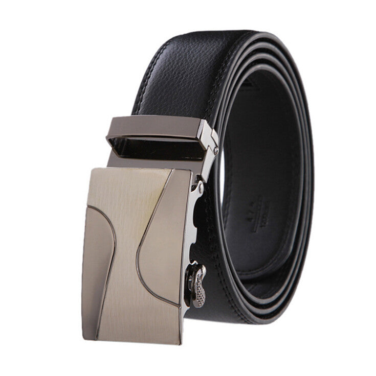 Leather Strap Automatic Buckle Belt For Men Authentic Girdle Trend