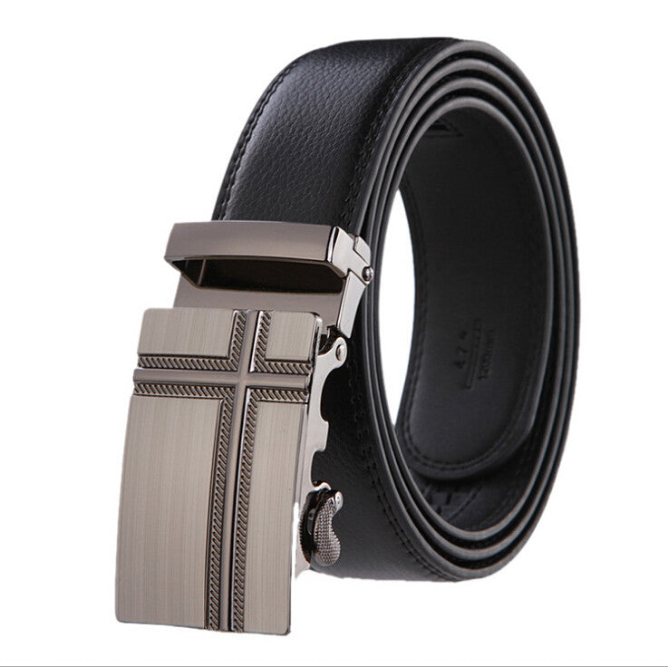 Leather Strap Automatic Buckle Belt For Men Authentic Girdle Trend