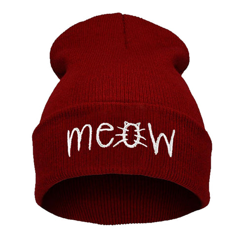 Hats For Women Knitting MEOW Letter Hiphop Cap