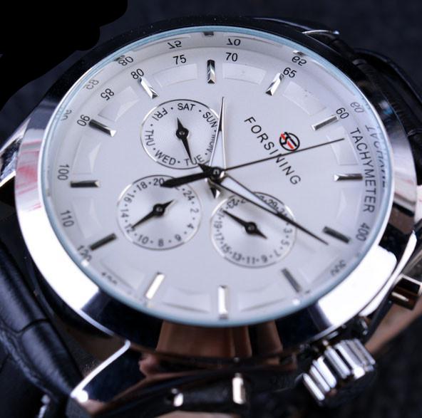 Three Dial Genuine Leather Luxury Quality Automatic Mechanical Watches wm-m