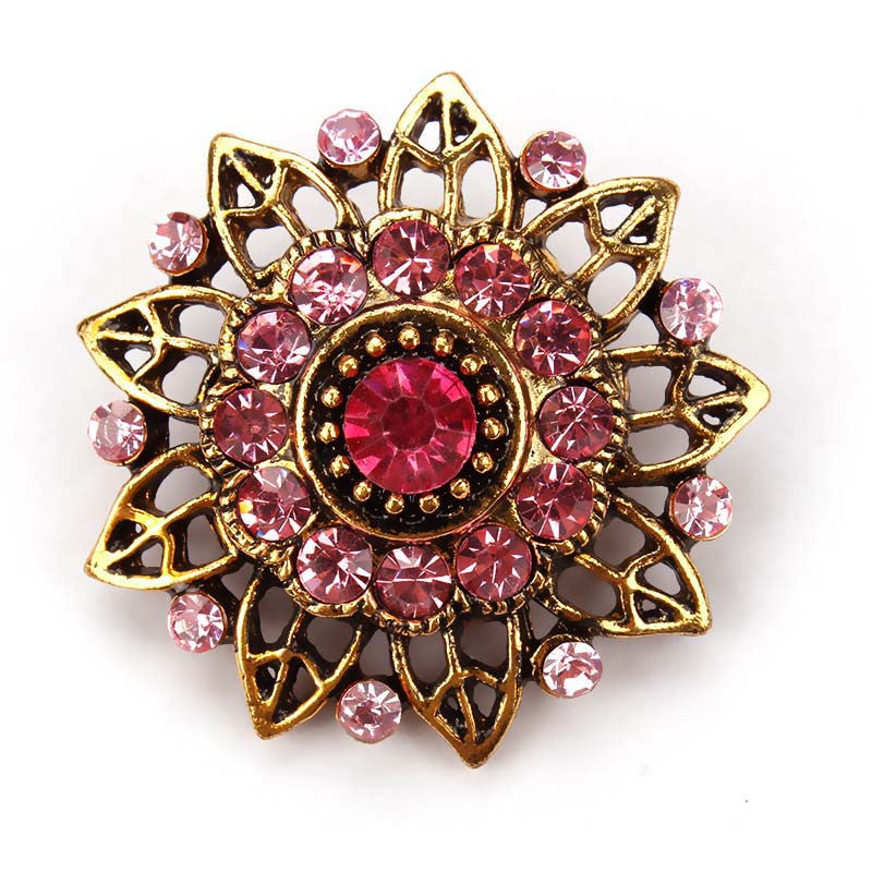 Crystal Rhinestones Vintage Flower Brooch Collar Lapel Pins for Women