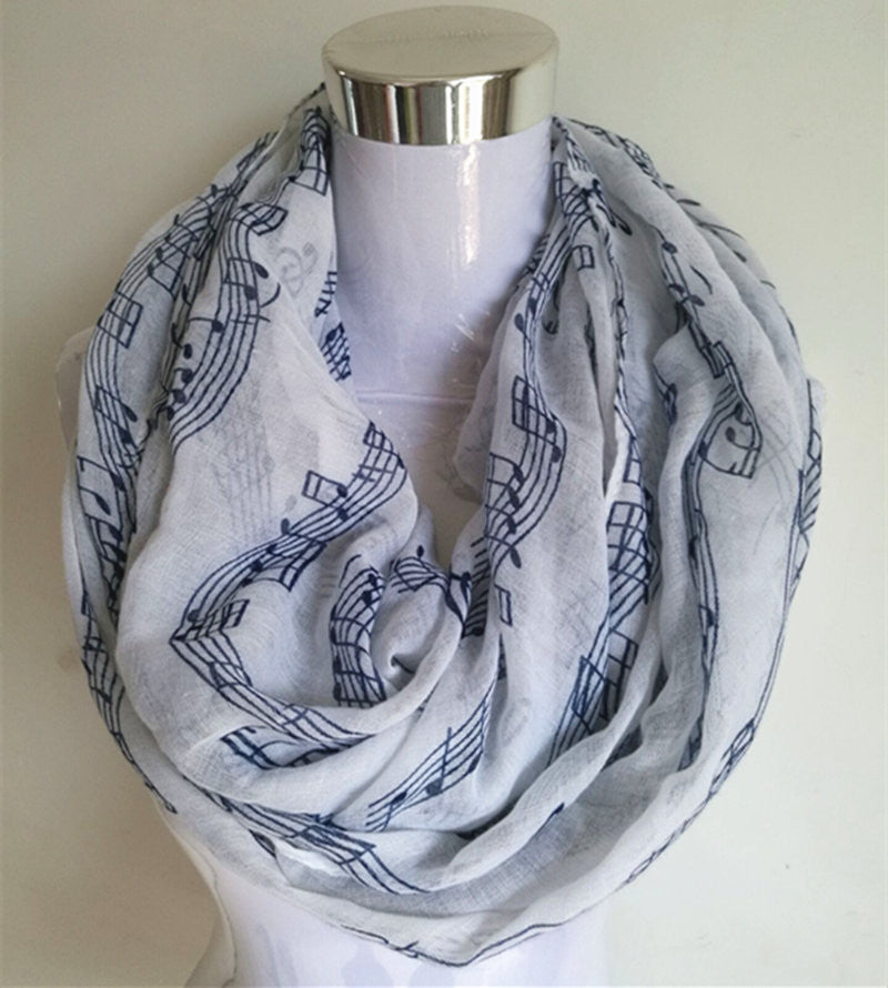 Music Note Sheet Script Printed Scarves