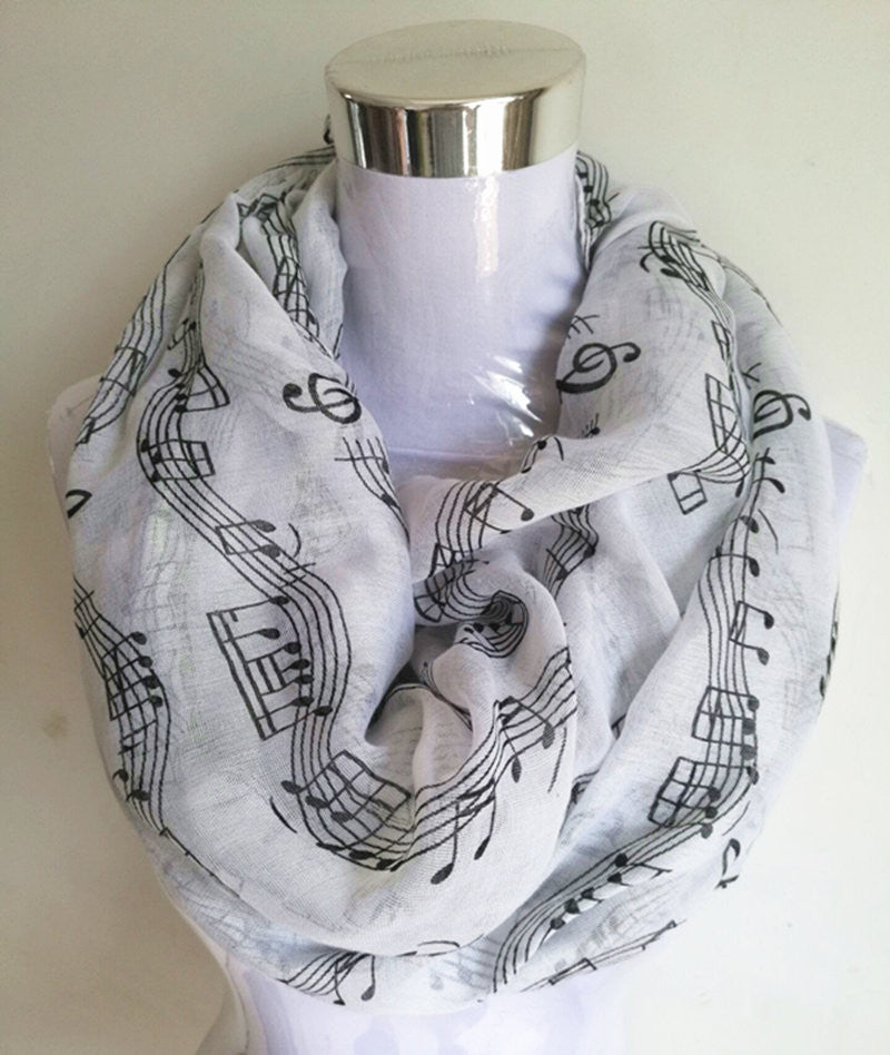 Music Note Sheet Script Printed Scarves