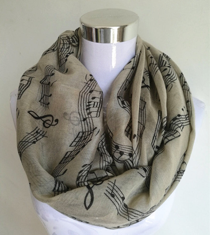 Music Note Sheet Script Printed Scarves