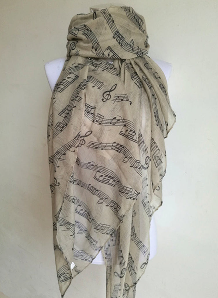 Music Note Sheet Script Printed Scarves