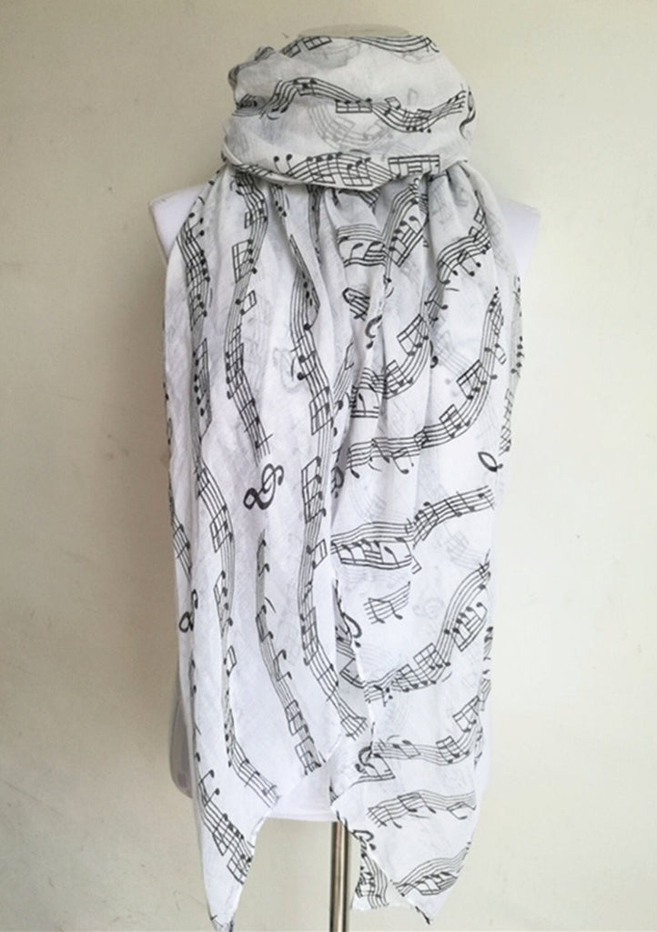 Music Note Sheet Script Printed Scarves