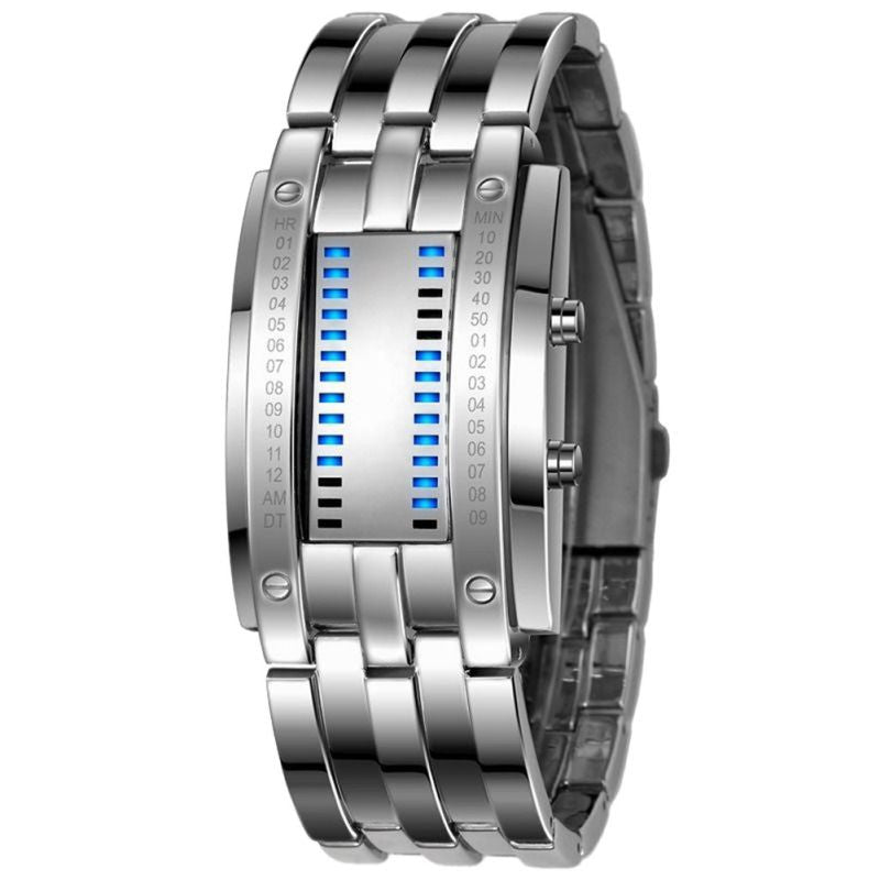 Future Technology Binary Black Stainless Steel Date Digital LED Bracelet Sport ww-s wm-s