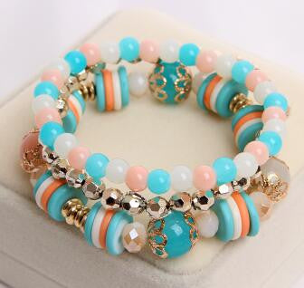 Simulated-Pearl Bracelets Mix Beads Flower