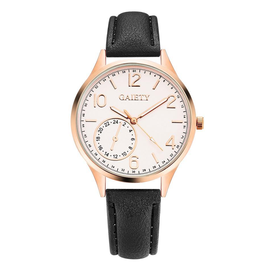 Quartz Leather Strap Wristwatch for Women ww-d