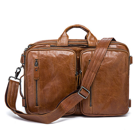 Genuine Leather Business Laptop Bag For Men Briefcase Convertible bmb Backpack