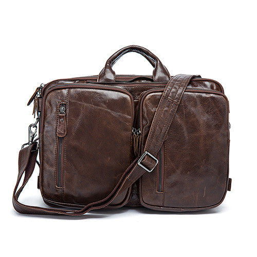 Genuine Leather Business Laptop Bag For Men Briefcase Convertible bmb Backpack