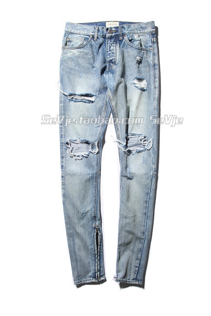 Fear of God Best Version Selvedge Zipper Destroyed Tour Jeans for Men