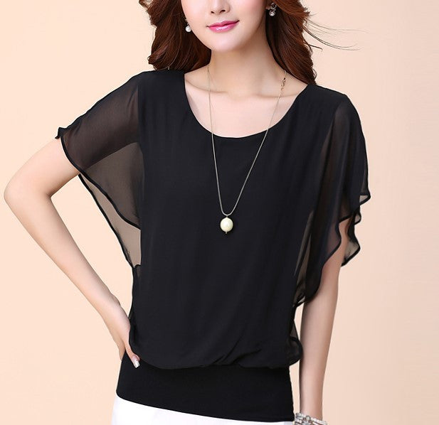 Batwing Short Sleeve Casual Tops