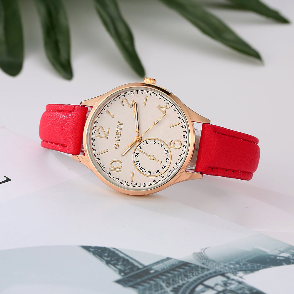 Quartz Leather Strap Wristwatch for Women ww-d