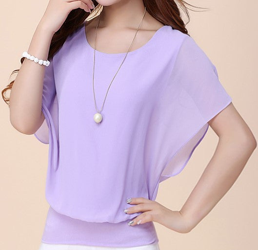 Batwing Short Sleeve Casual Tops