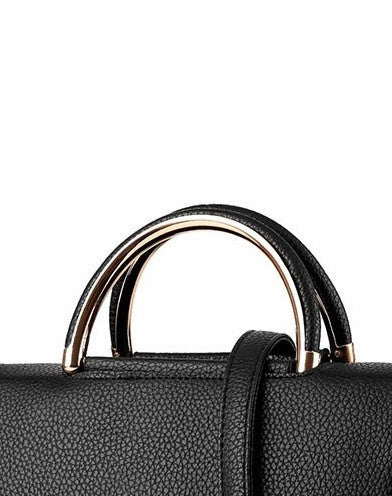 Solid Zipper Top-Handle Handbag bws