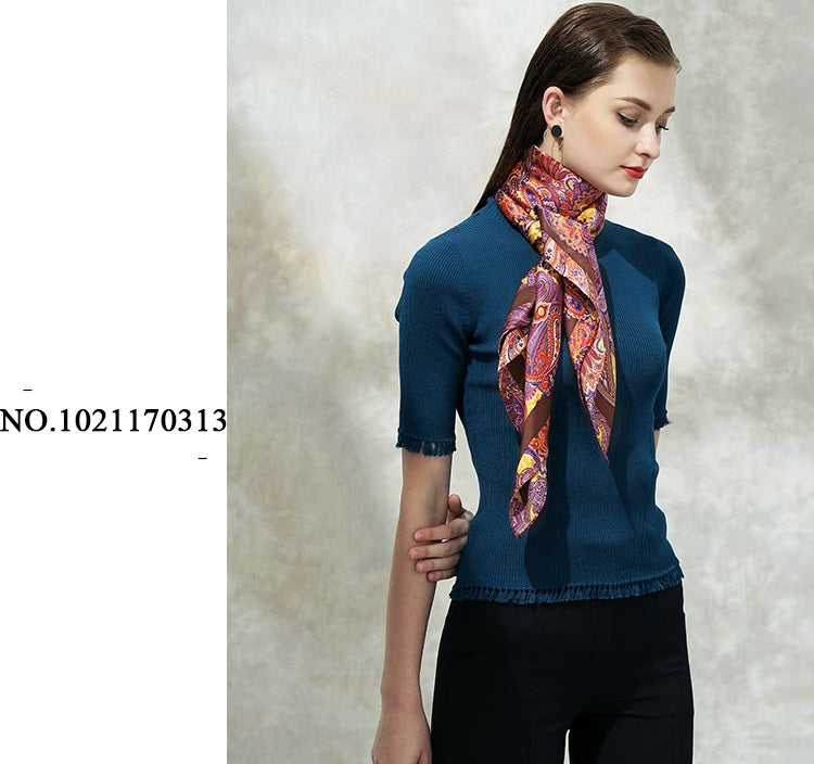 16 M/M 100% Silk Satin Paisley Pattern Design Square Scarves For Women