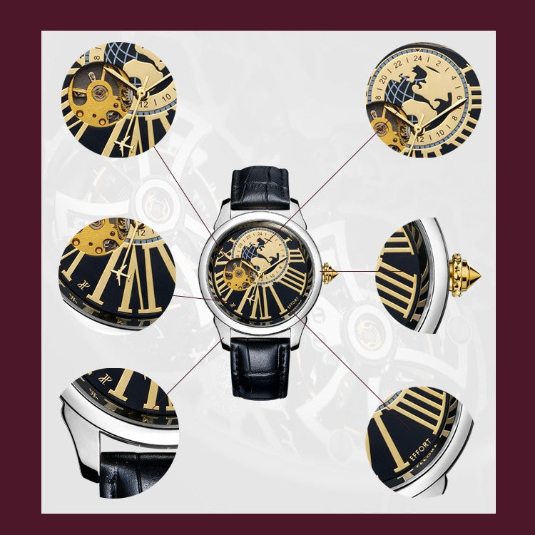 Mechanical Tourbillon Leather Strap Men Luxury Watches wm-m