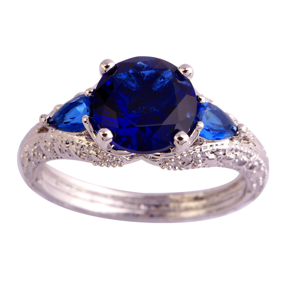 New Arrival Fashion Jewelry Blue AAA CZ Silver Ring wr-