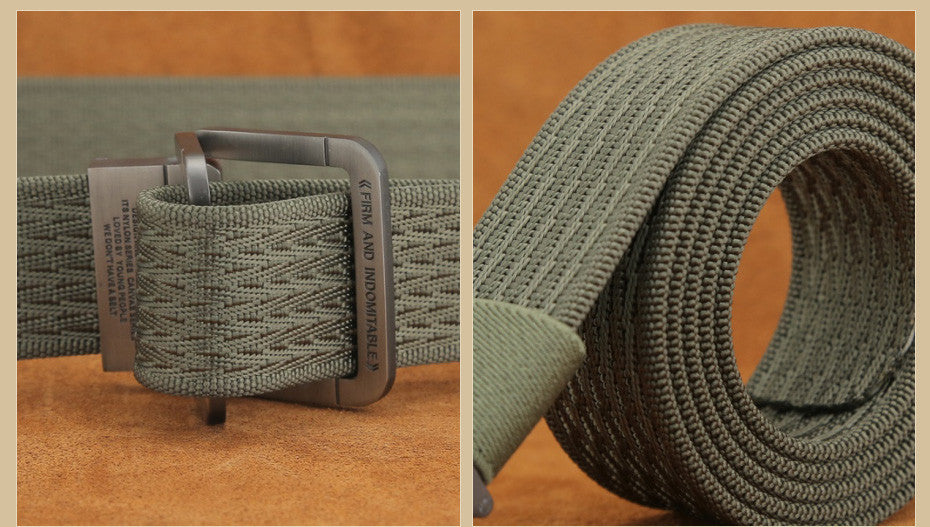 Military Tactical Double Ring Buckle Thicken Canvas Belt for Men