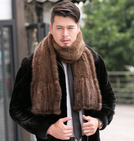 Hand Knitted Genuine Mink Real Fur Scarves
