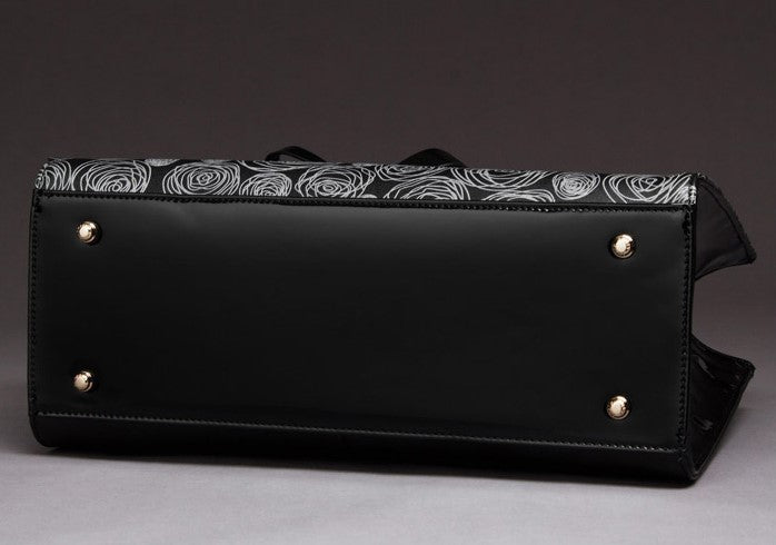 Designer Rose Pattern Split Leather bws Women's Handbags